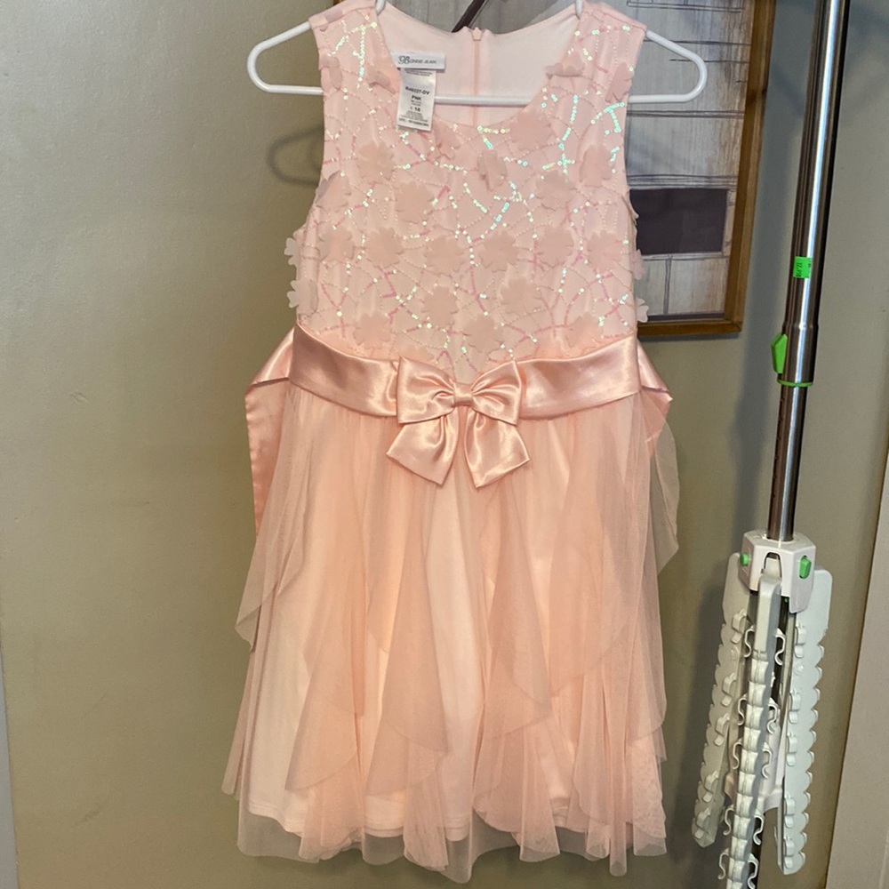 Girls Bonnie Jean party dress size 16. Light pink.